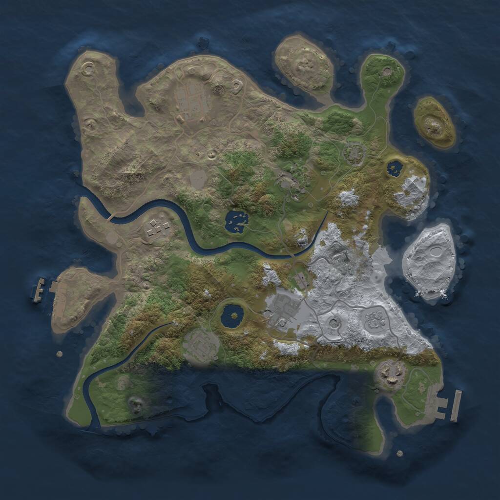 Rust Map: Procedural Map, Size: 3200, Seed: 9527, 13 Monuments