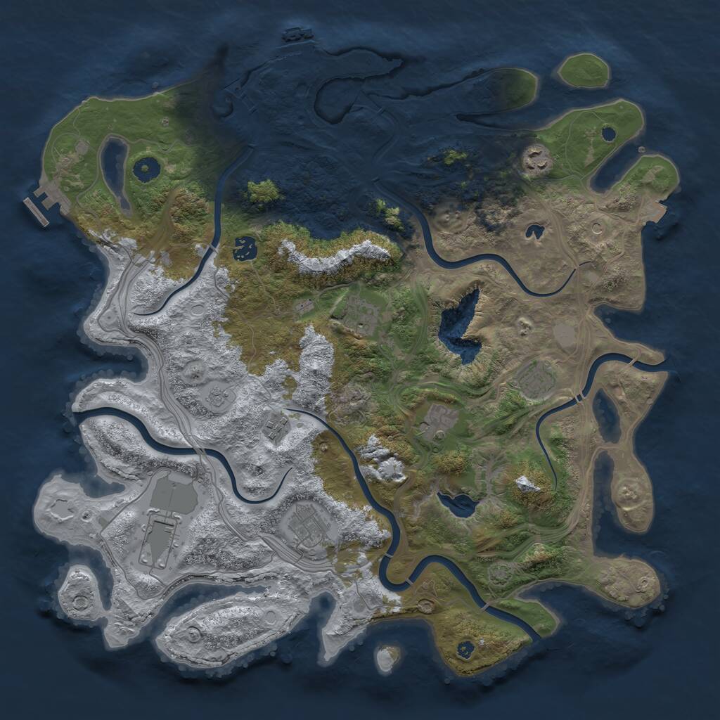 Rust Map: Procedural Map, Size: 4250, Seed: 5220, 14 Monuments