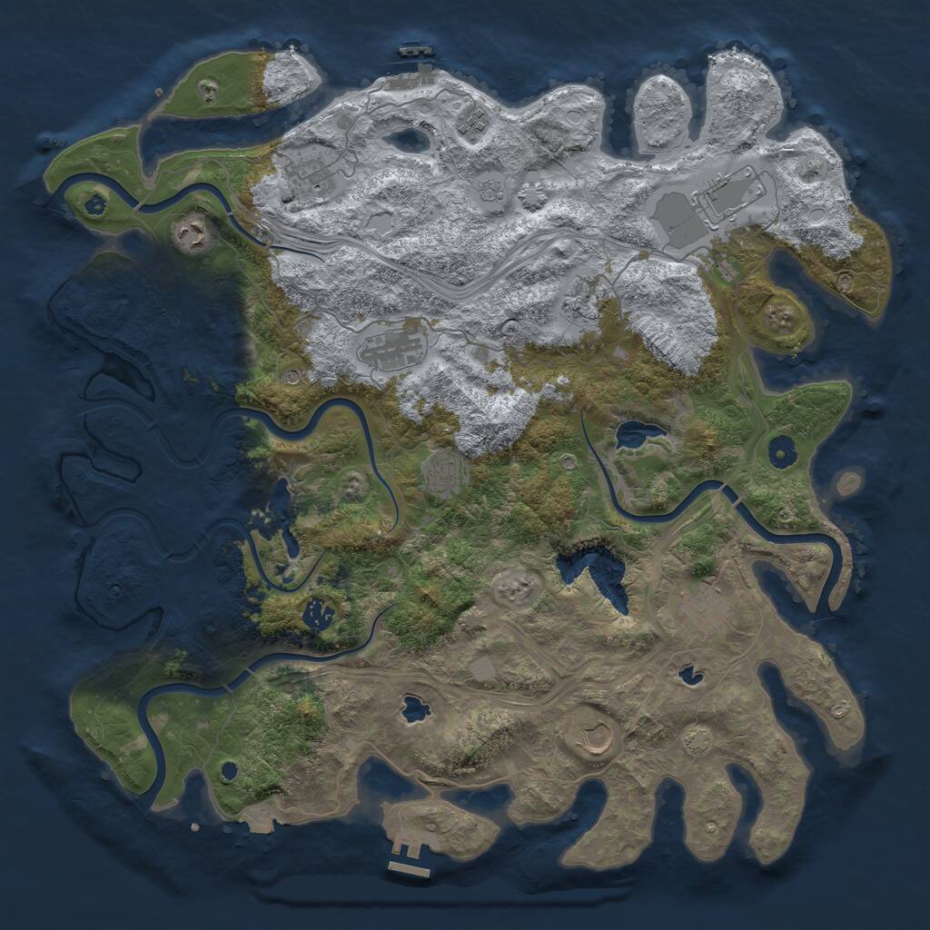 Rust Map: Procedural Map, Size: 4500, Seed: 2079057339, 16 Monuments