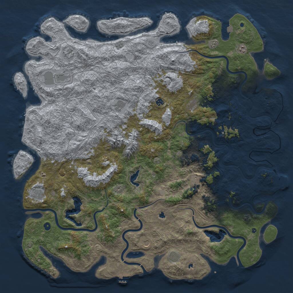 Rust Map: Procedural Map, Size: 6000, Seed: 1437298553, 17 Monuments