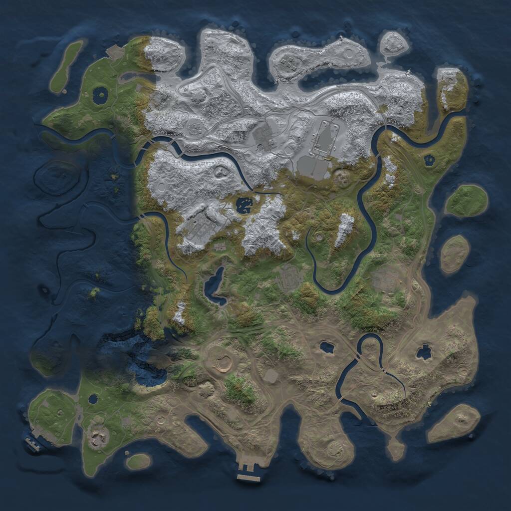 Rust Map: Procedural Map, Size: 4500, Seed: 1913654770, 15 Monuments