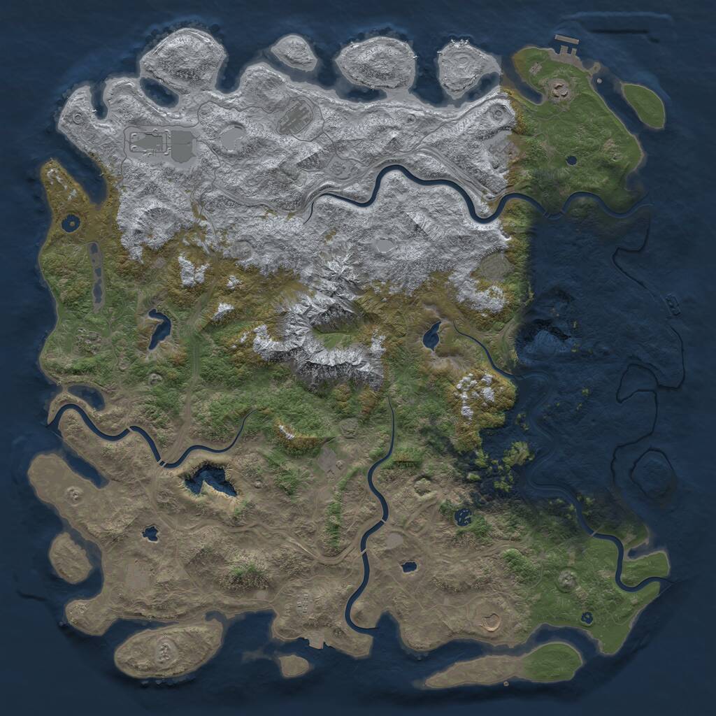 Rust Map: Procedural Map, Size: 6000, Seed: 716909002, 17 Monuments