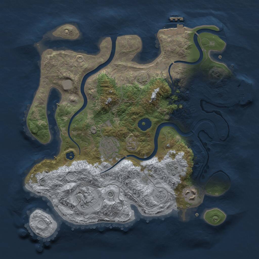 Rust Map: Procedural Map, Size: 3000, Seed: 1520983420, 10 Monuments