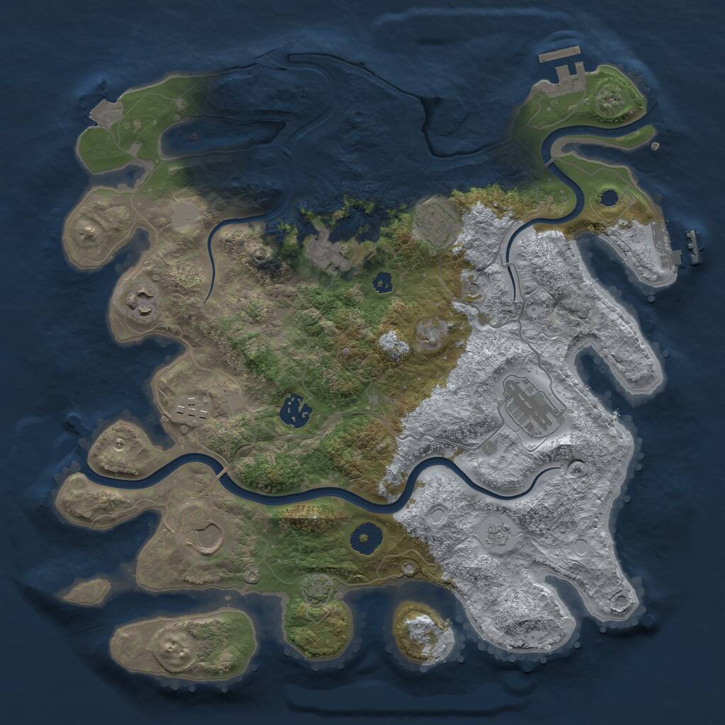 Rust Map: Procedural Map, Size: 3500, Seed: 850253478, 13 Monuments