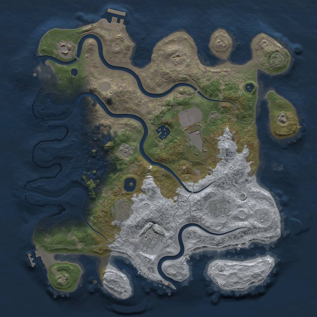 Rust Map: Procedural Map, Size: 3500, Seed: 711066581, 13 Monuments