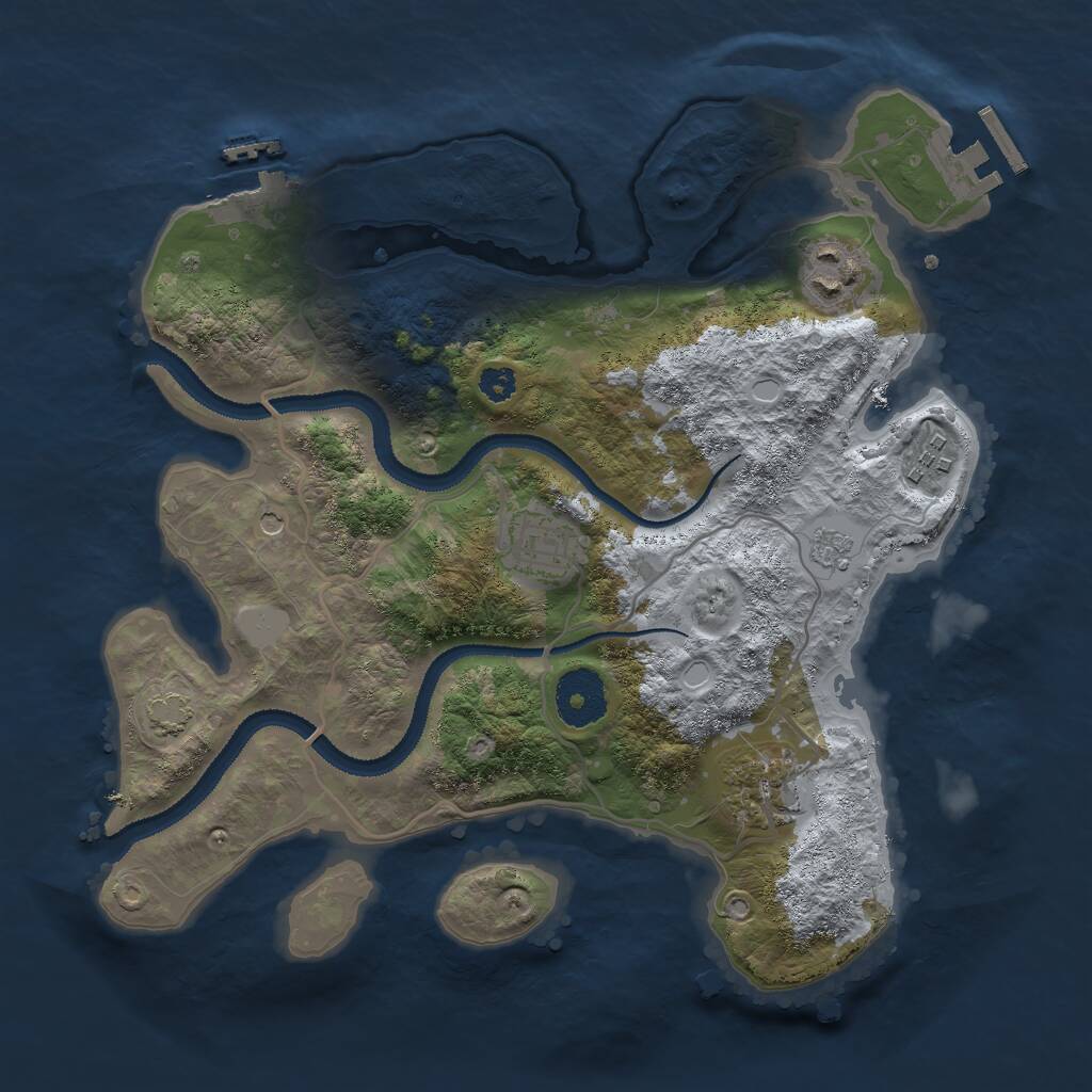 Rust Map: Procedural Map, Size: 3000, Seed: 19680, 10 Monuments