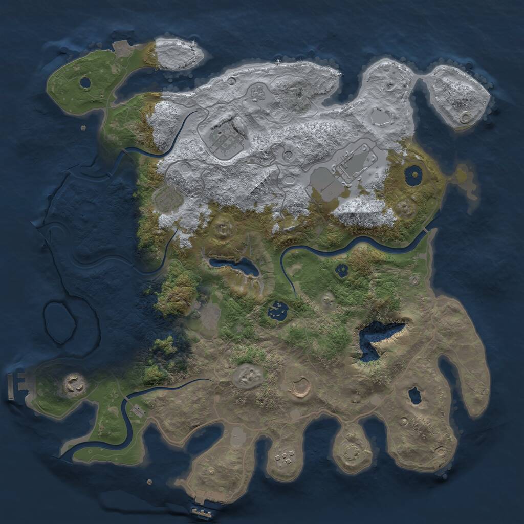 Rust Map: Procedural Map, Size: 4000, Seed: 4873, 14 Monuments