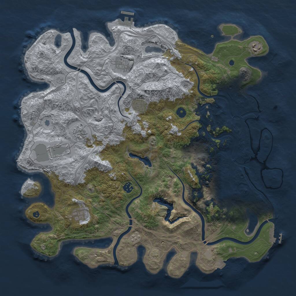Rust Map: Procedural Map, Size: 4500, Seed: 363135493, 14 Monuments