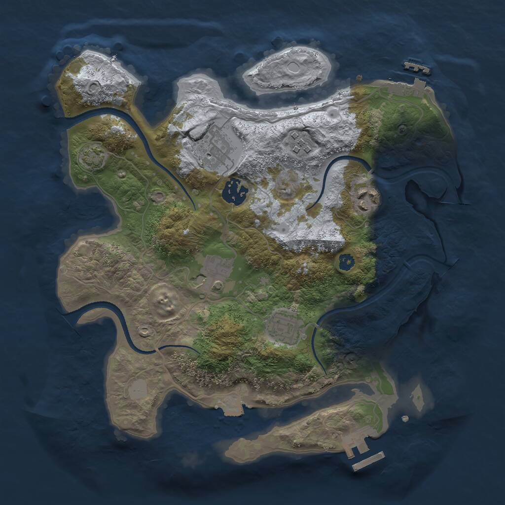 Rust Map: Procedural Map, Size: 3000, Seed: 489205650, 10 Monuments