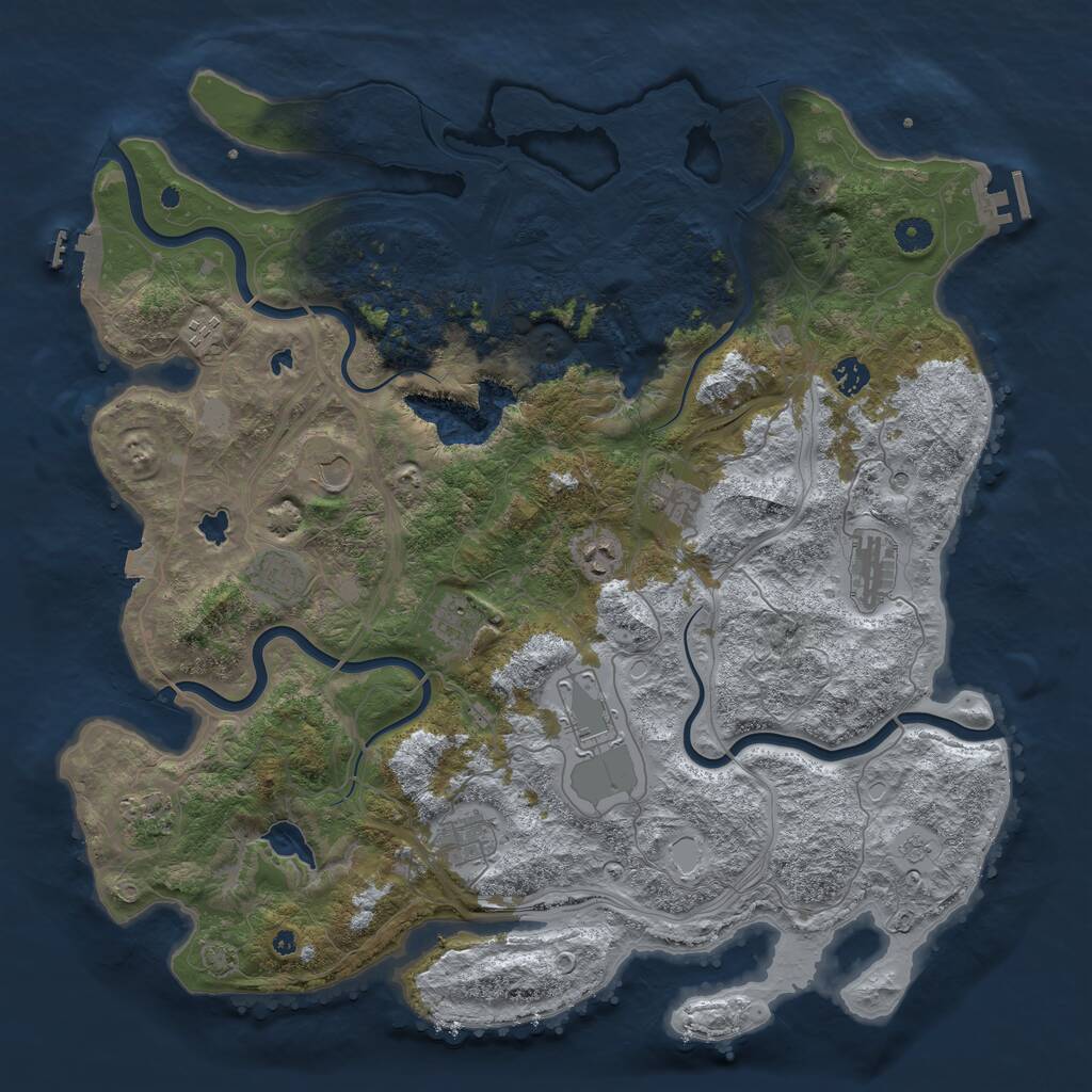 Rust Map: Procedural Map, Size: 4500, Seed: 296668926, 17 Monuments