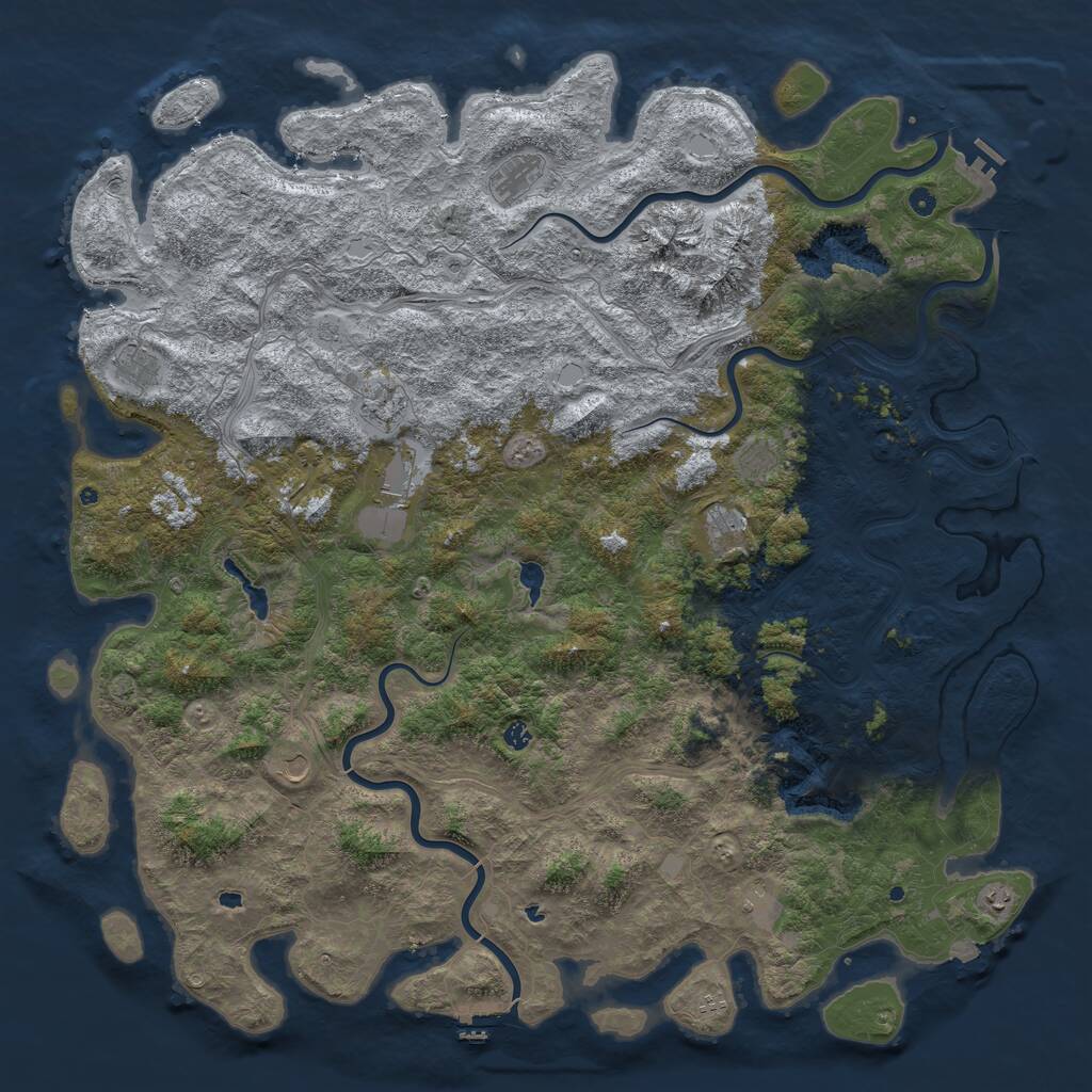 Rust Map: Procedural Map, Size: 6000, Seed: 5584653, 17 Monuments