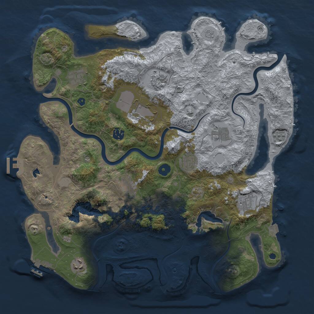 Rust Map: Procedural Map, Size: 4000, Seed: 333832394, 16 Monuments