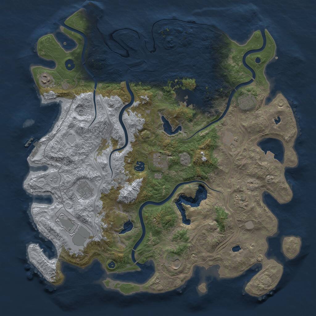 Rust Map: Procedural Map, Size: 4500, Seed: 652283991, 17 Monuments