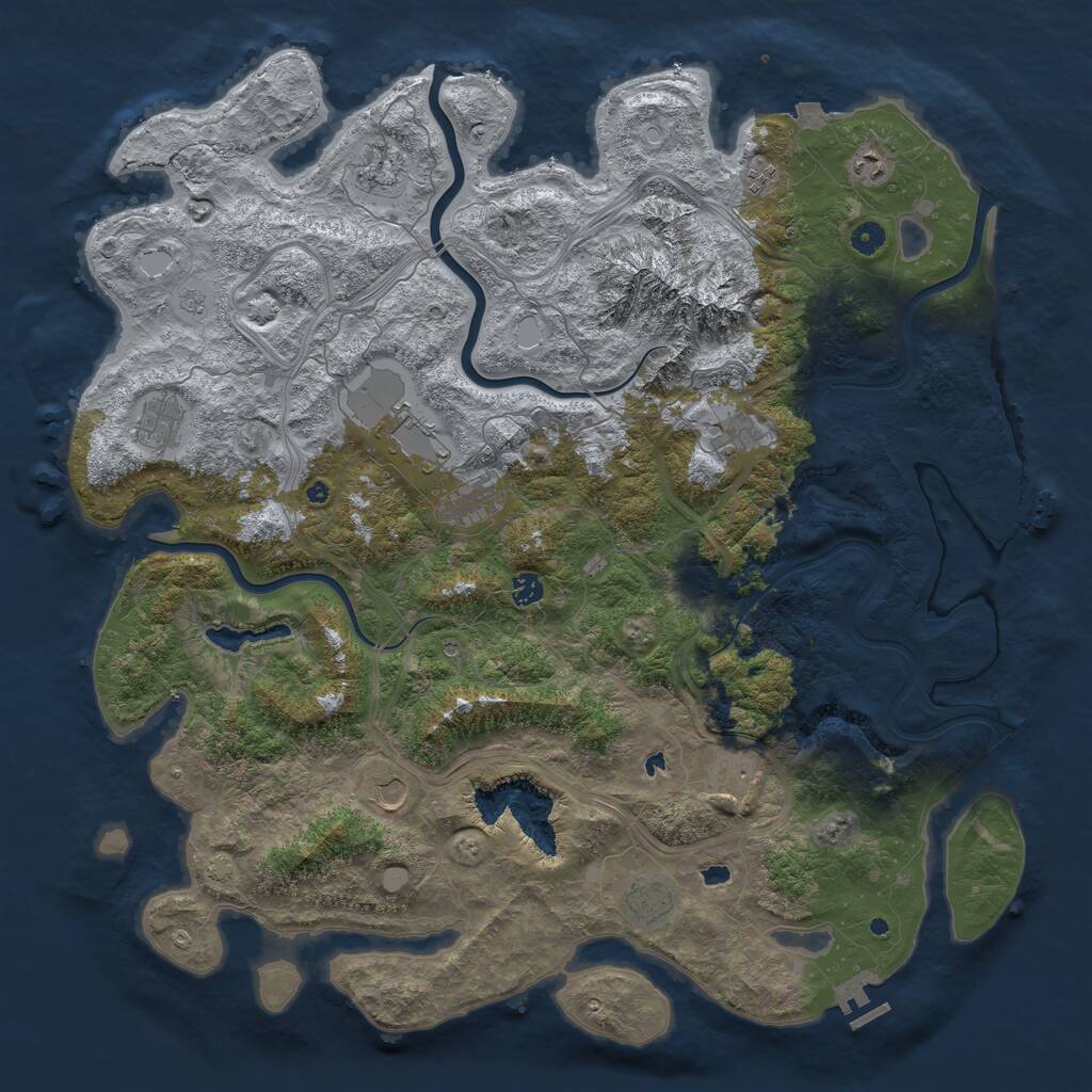 Rust Map: Procedural Map, Size: 5000, Seed: 1721570512, 17 Monuments