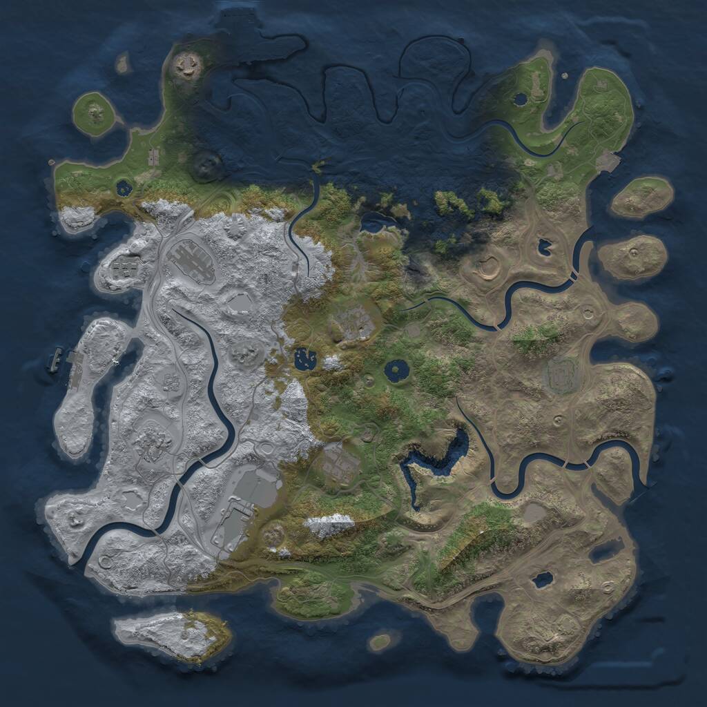 Rust Map: Procedural Map, Size: 4500, Seed: 1425064258, 16 Monuments