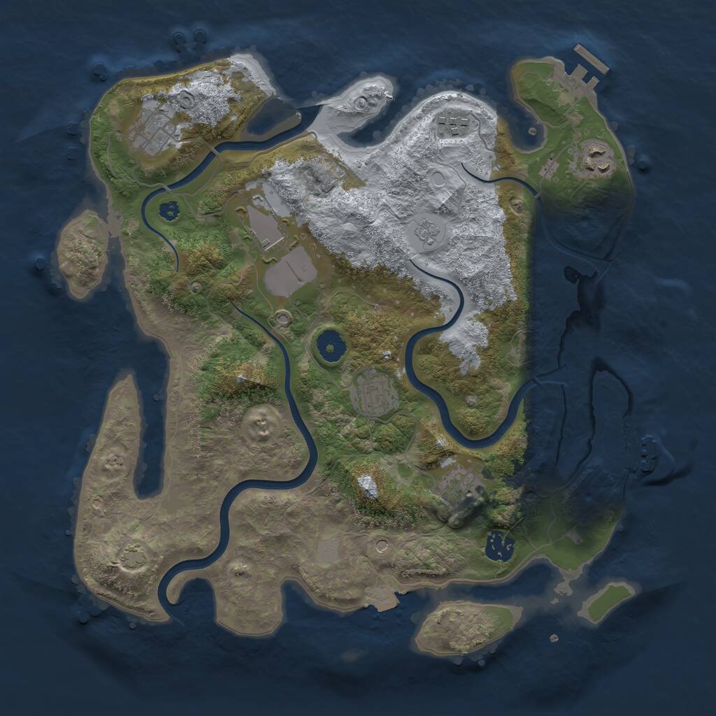 Rust Map: Procedural Map, Size: 3600, Seed: 574592337, 13 Monuments