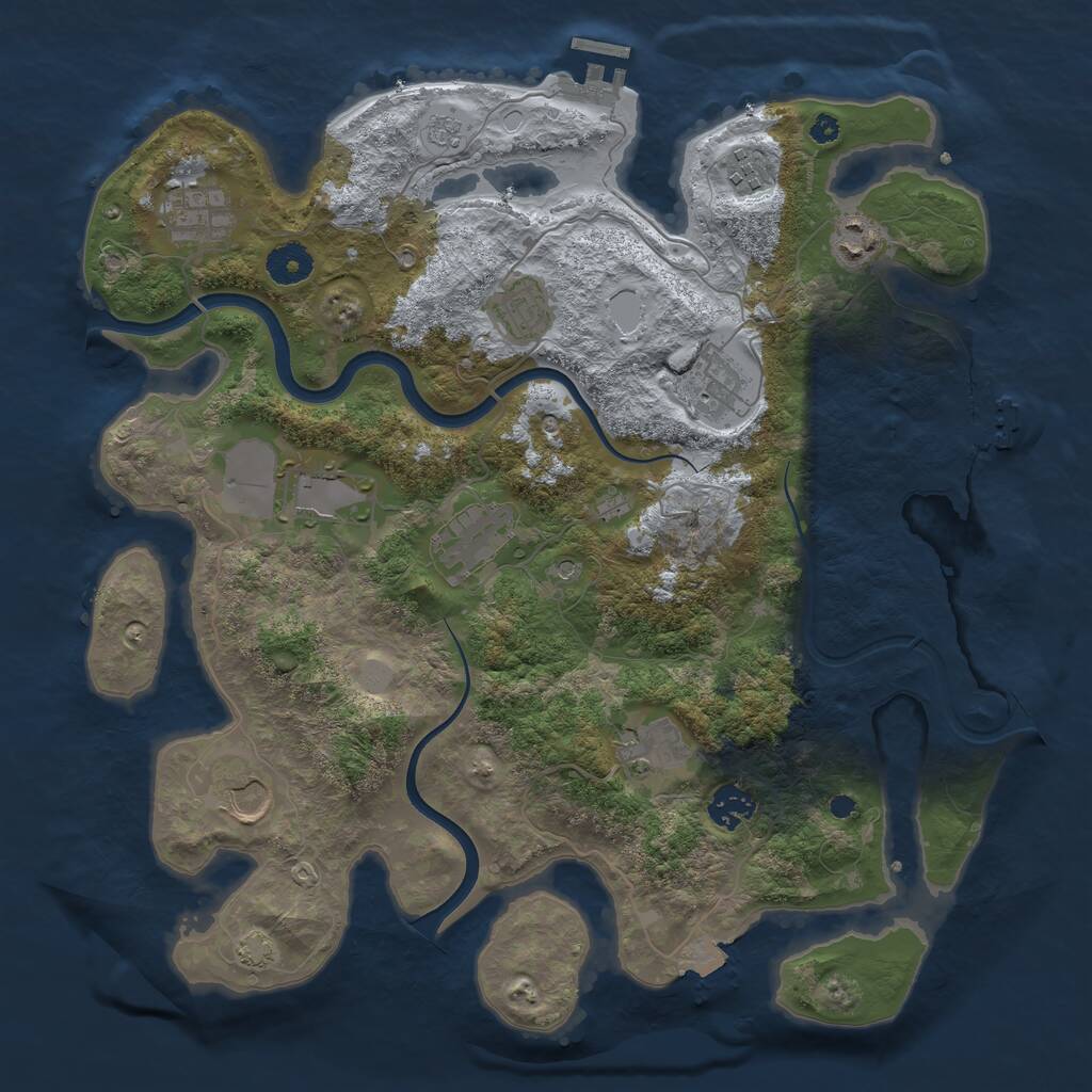 Rust Map: Procedural Map, Size: 3750, Seed: 1248914123, 16 Monuments