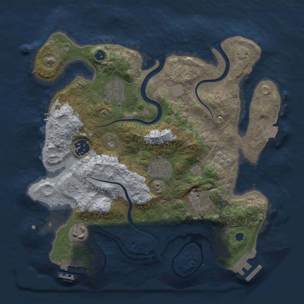 Rust Map: Procedural Map, Size: 3000, Seed: 2111, 12 Monuments