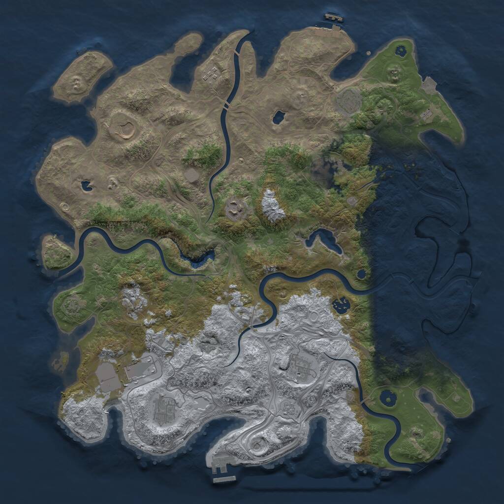 Rust Map: Procedural Map, Size: 4500, Seed: 560186212, 16 Monuments