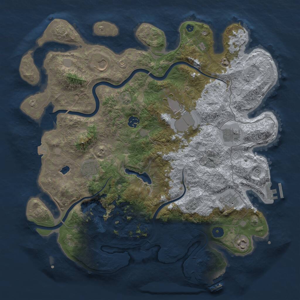 Rust Map: Procedural Map, Size: 4000, Seed: 115185320, 14 Monuments