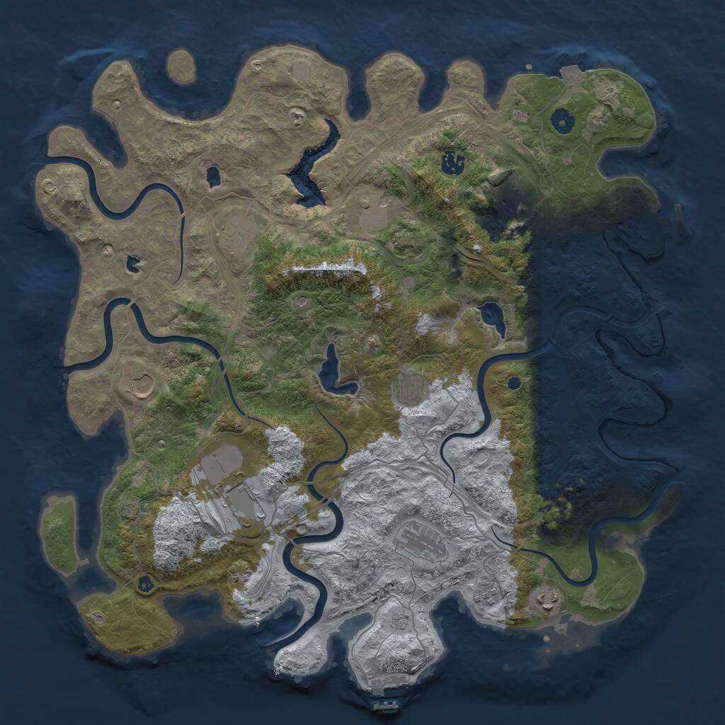 Rust Map: Procedural Map, Size: 4500, Seed: 336060582, 16 Monuments