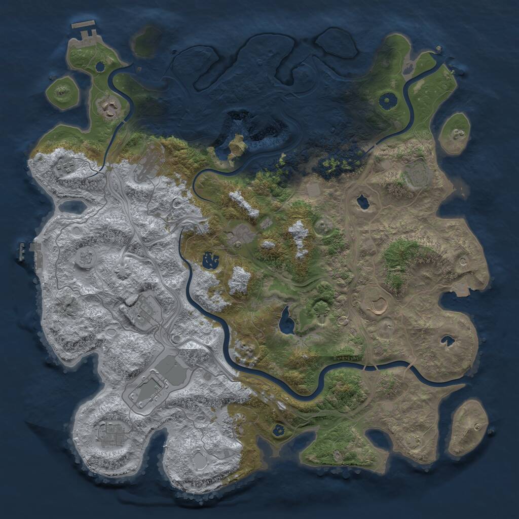 Rust Map: Procedural Map, Size: 4500, Seed: 802905, 17 Monuments