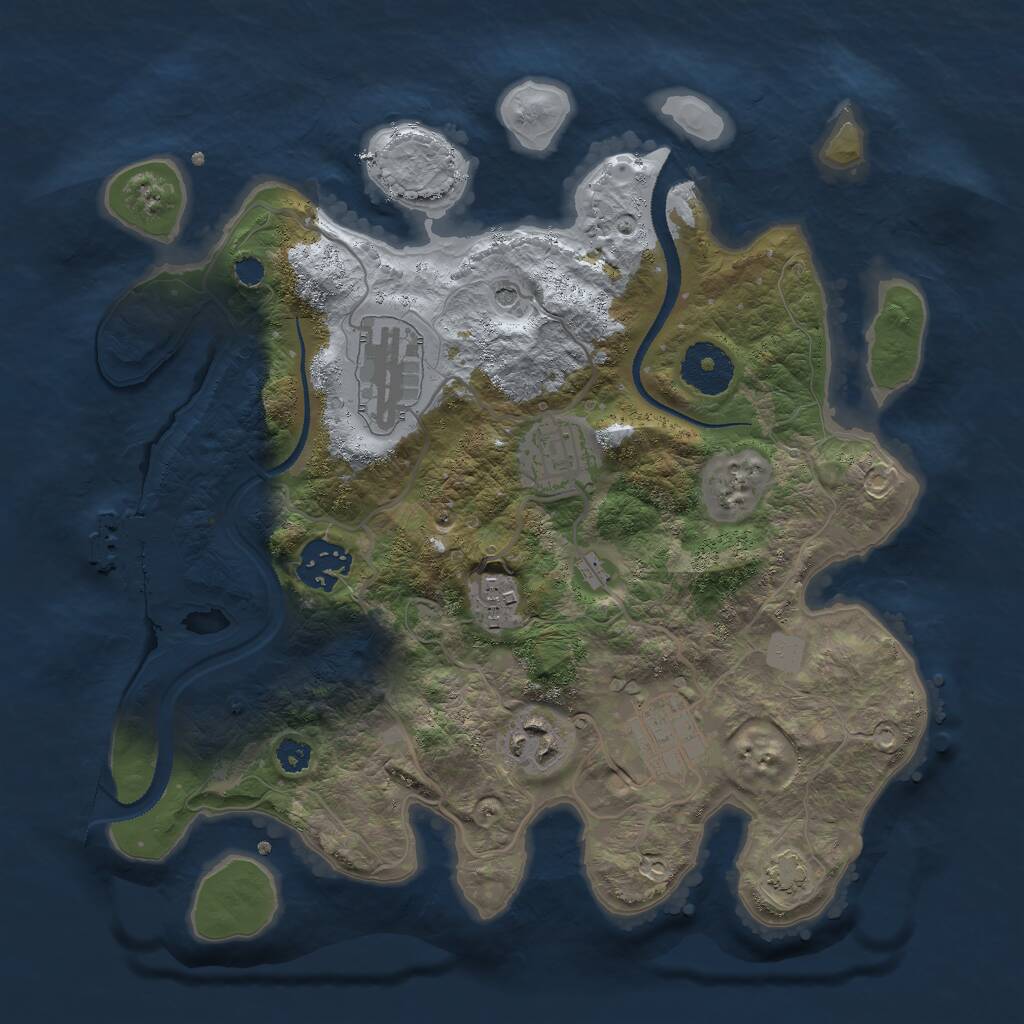 Rust Map: Procedural Map, Size: 3000, Seed: 7369018, 10 Monuments
