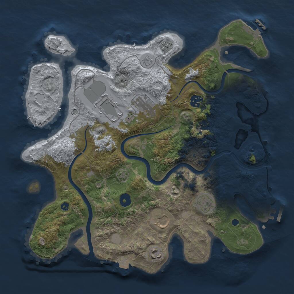 Rust Map: Procedural Map, Size: 3500, Seed: 50025, 13 Monuments