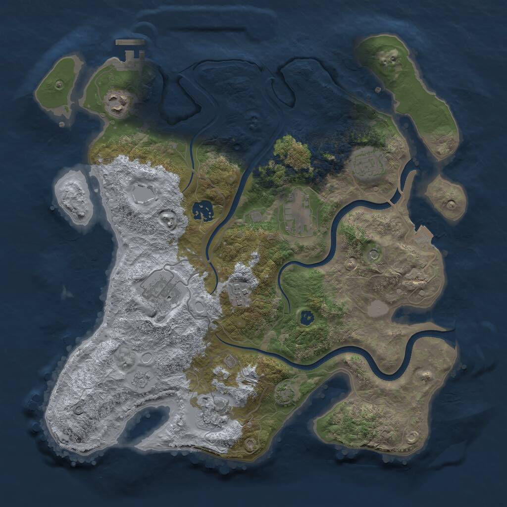 Rust Map: Procedural Map, Size: 3500, Seed: 45436113, 12 Monuments