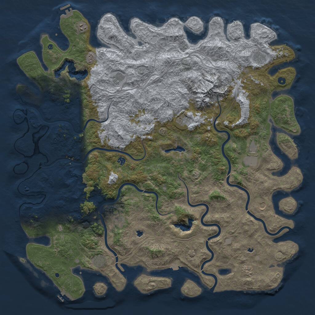 Rust Map: Procedural Map, Size: 6000, Seed: 11201, 17 Monuments