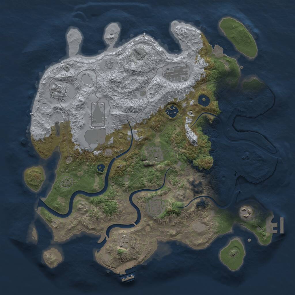 Rust Map: Procedural Map, Size: 3700, Seed: 987672221, 14 Monuments