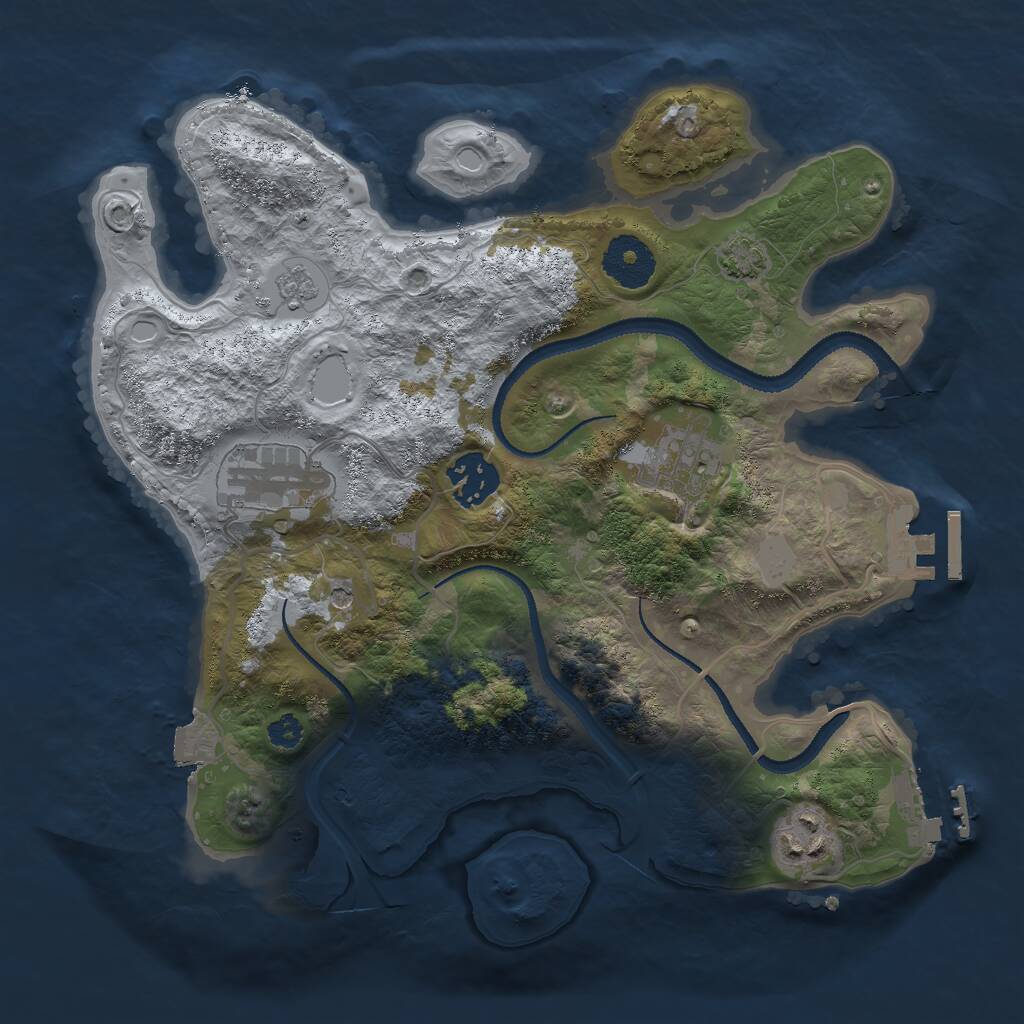 Rust Map: Procedural Map, Size: 3000, Seed: 1361618427, 10 Monuments