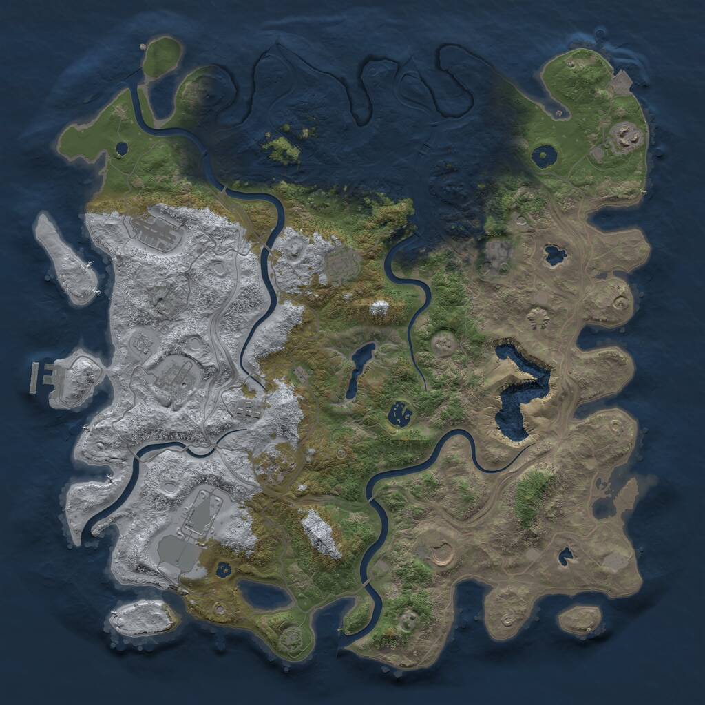 Rust Map: Procedural Map, Size: 4500, Seed: 1164186419, 15 Monuments