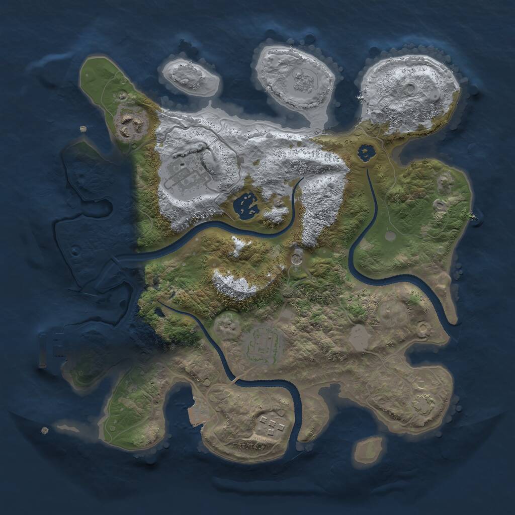 Rust Map: Procedural Map, Size: 3000, Seed: 7355608, 10 Monuments