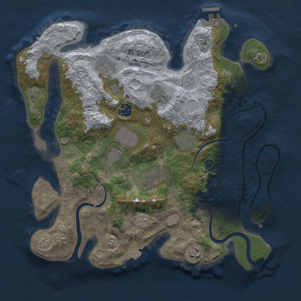 Rust Map: Procedural Map, Size: 3500, Seed: 486789749, 13 Monuments