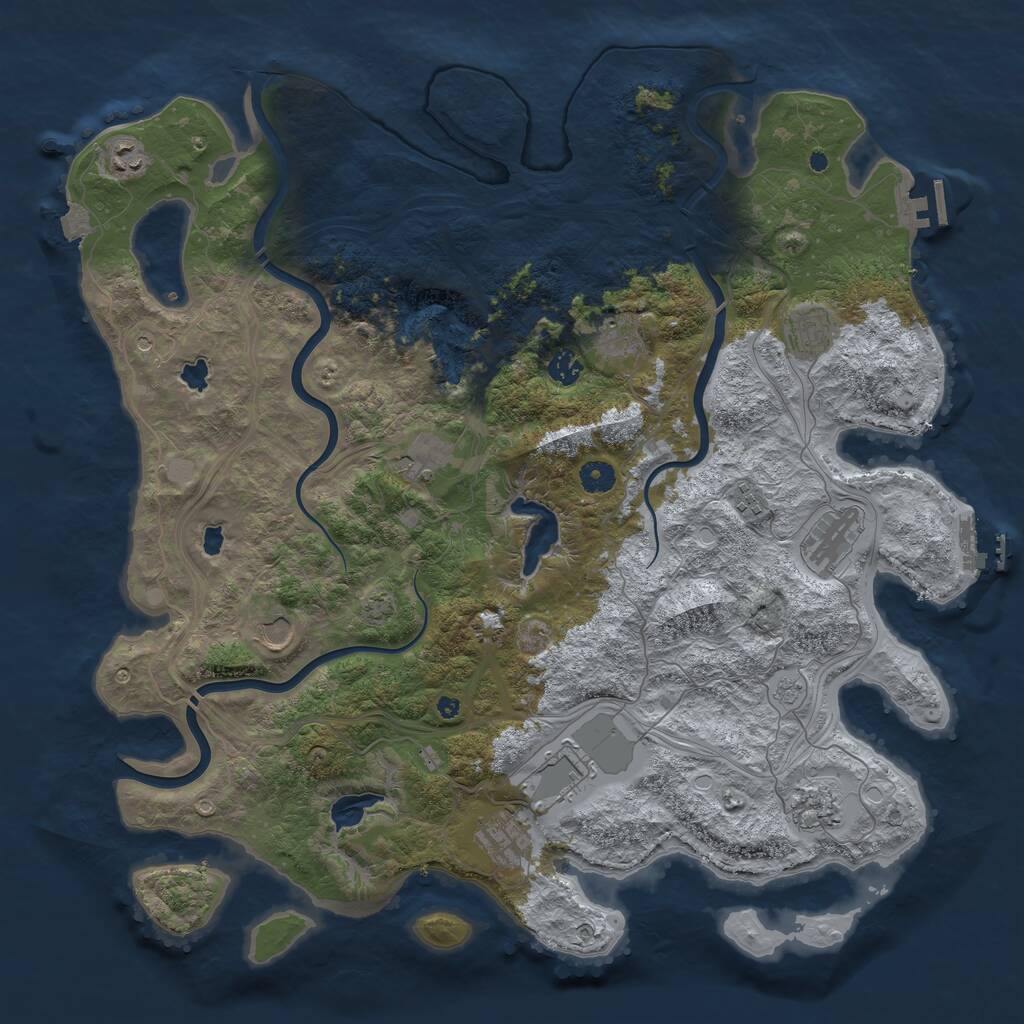 Rust Map: Procedural Map, Size: 4500, Seed: 12160812, 17 Monuments