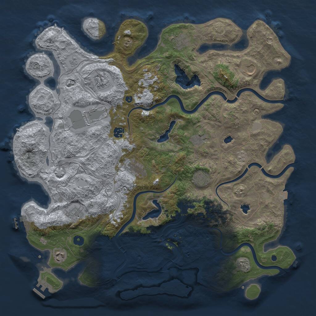 Rust Map: Procedural Map, Size: 4500, Seed: 306704538, 17 Monuments