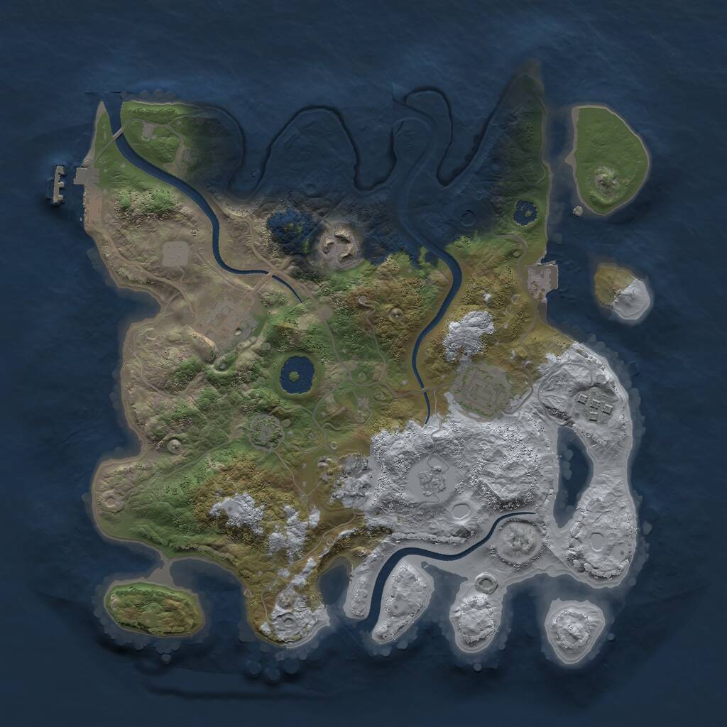 Rust Map: Procedural Map, Size: 3000, Seed: 345326, 10 Monuments
