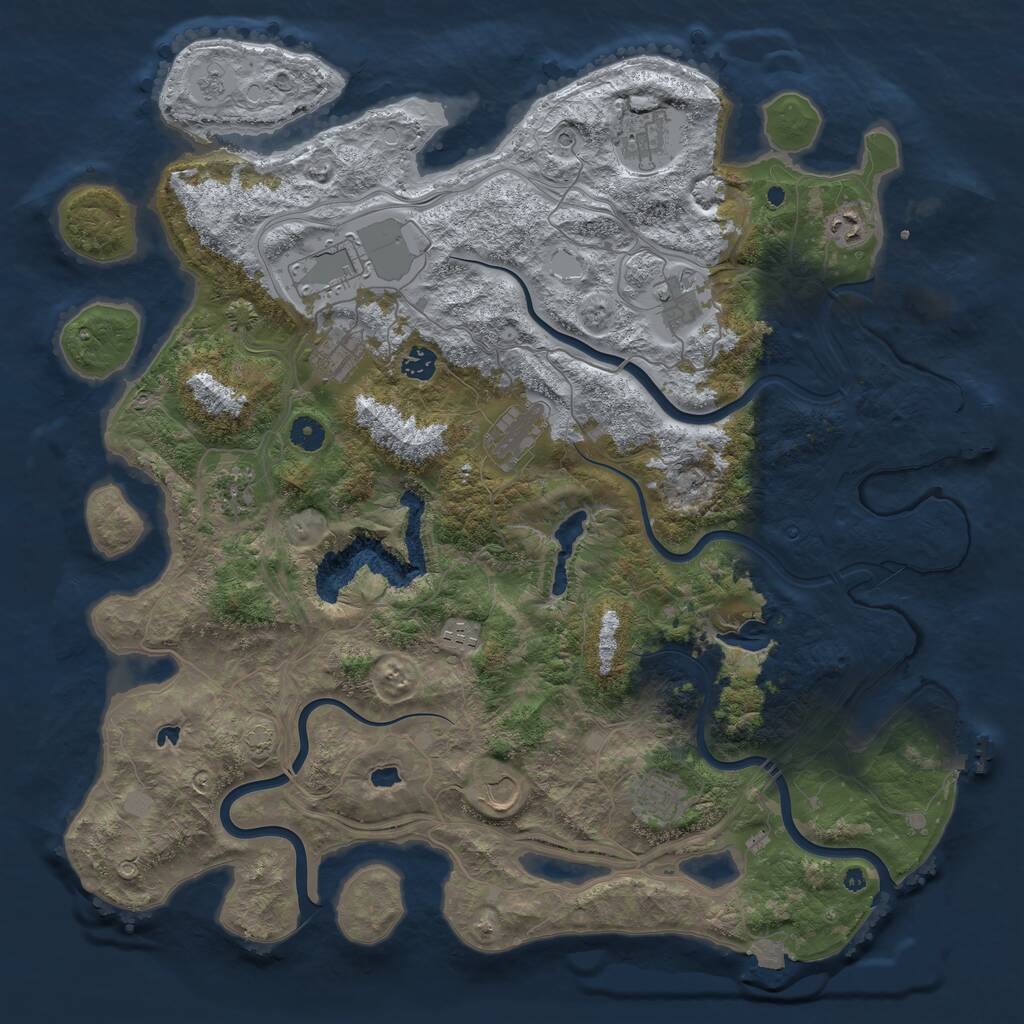 Rust Map: Procedural Map, Size: 4500, Seed: 1060920739, 17 Monuments
