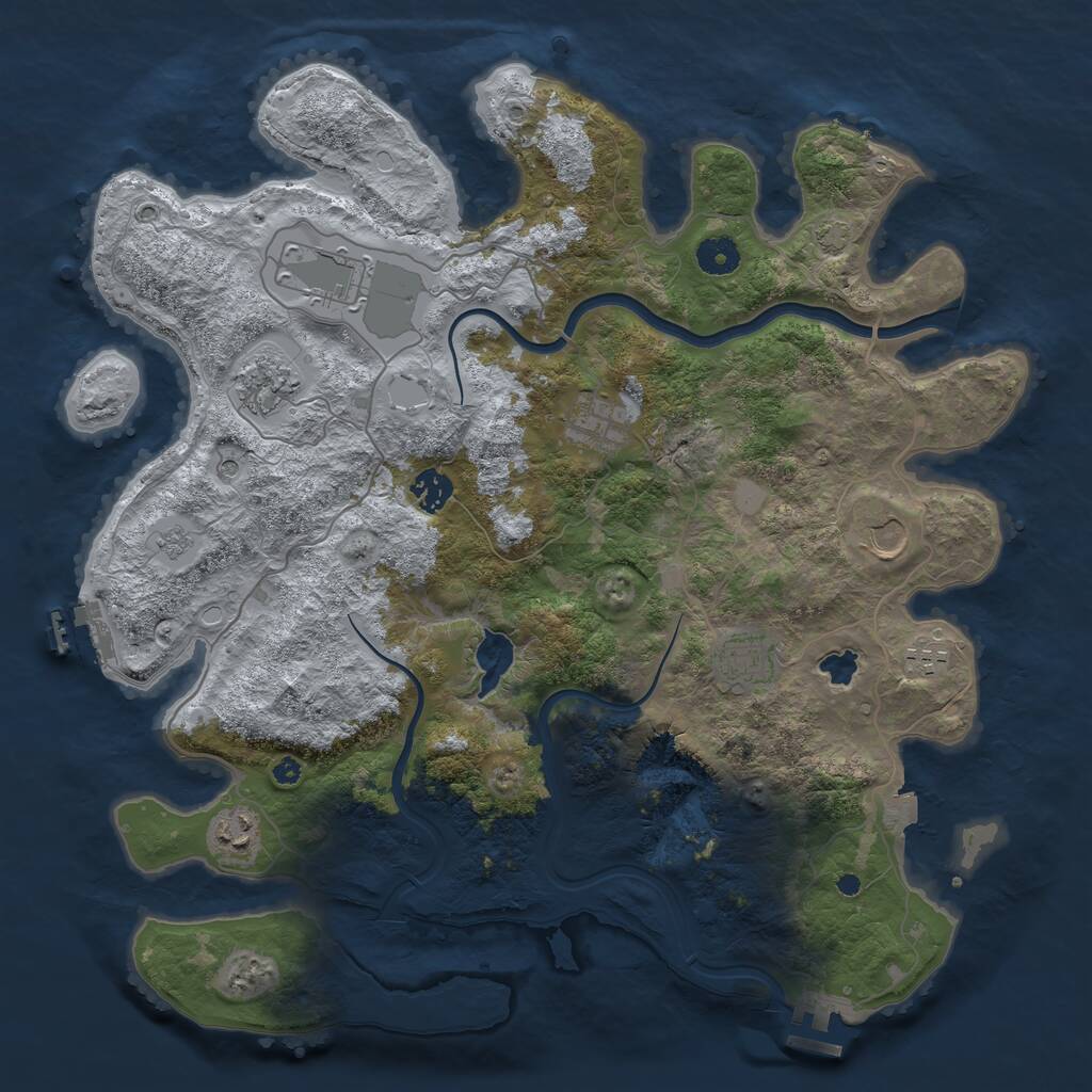 Rust Map: Procedural Map, Size: 4000, Seed: 7168, 14 Monuments