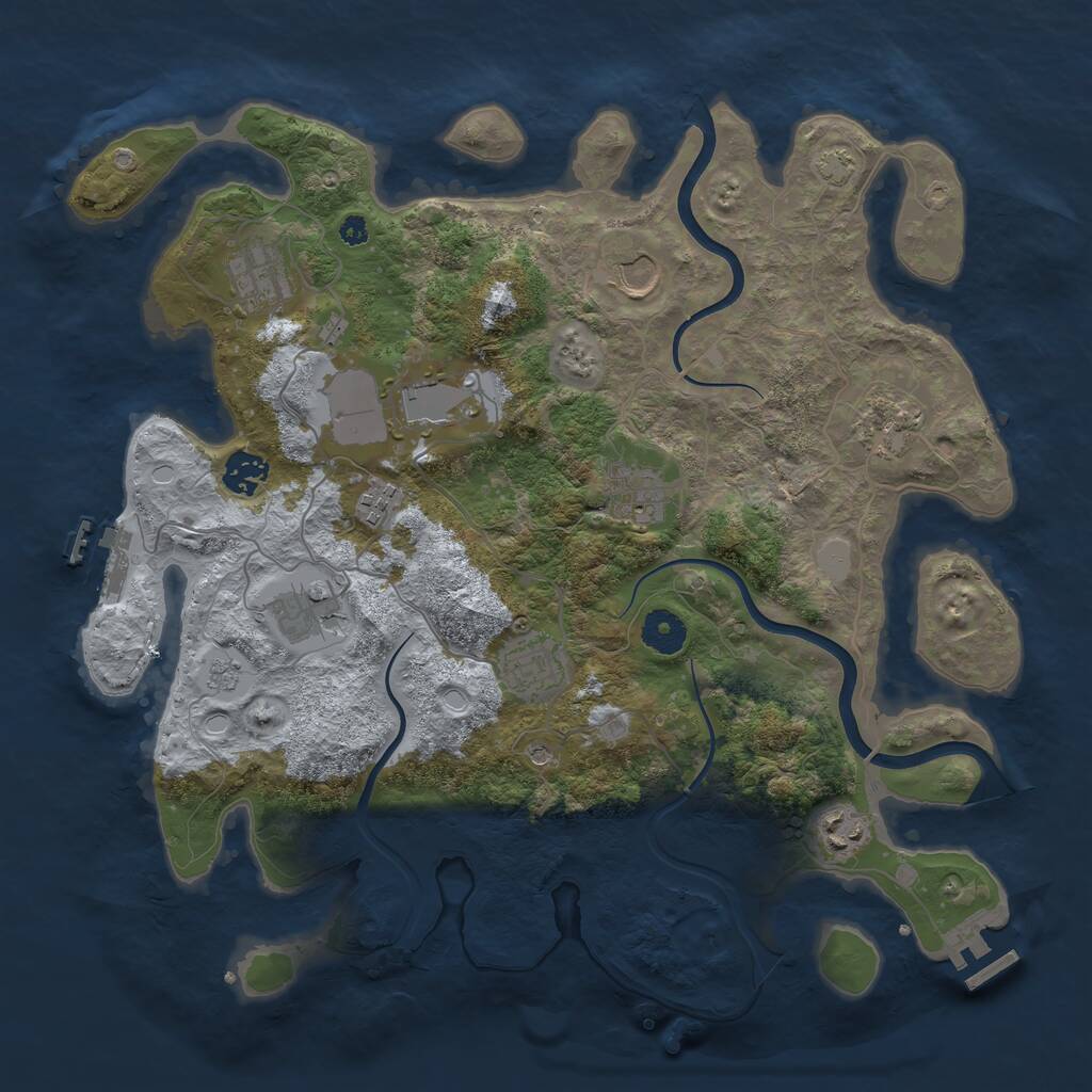 Rust Map: Procedural Map, Size: 3750, Seed: 2094562193, 16 Monuments