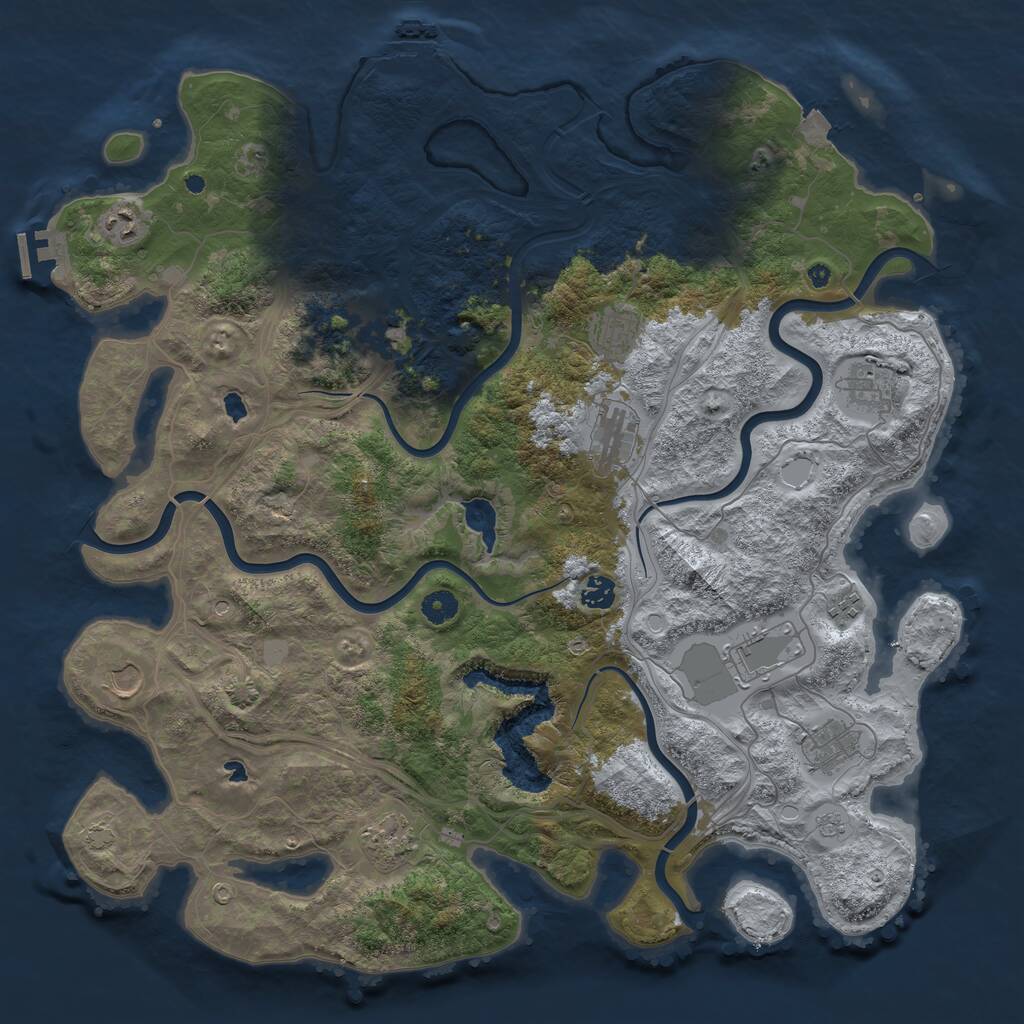 Rust Map: Procedural Map, Size: 4500, Seed: 1044182975, 17 Monuments