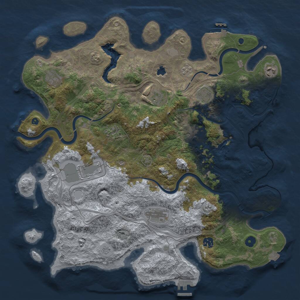 Rust Map: Procedural Map, Size: 4250, Seed: 67663002, 16 Monuments