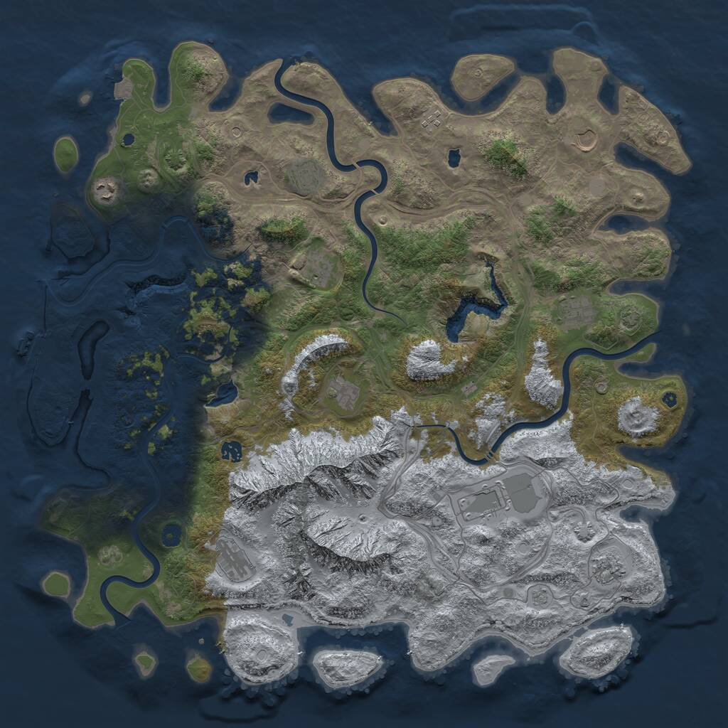 Rust Map: Procedural Map, Size: 5000, Seed: 12686228, 16 Monuments
