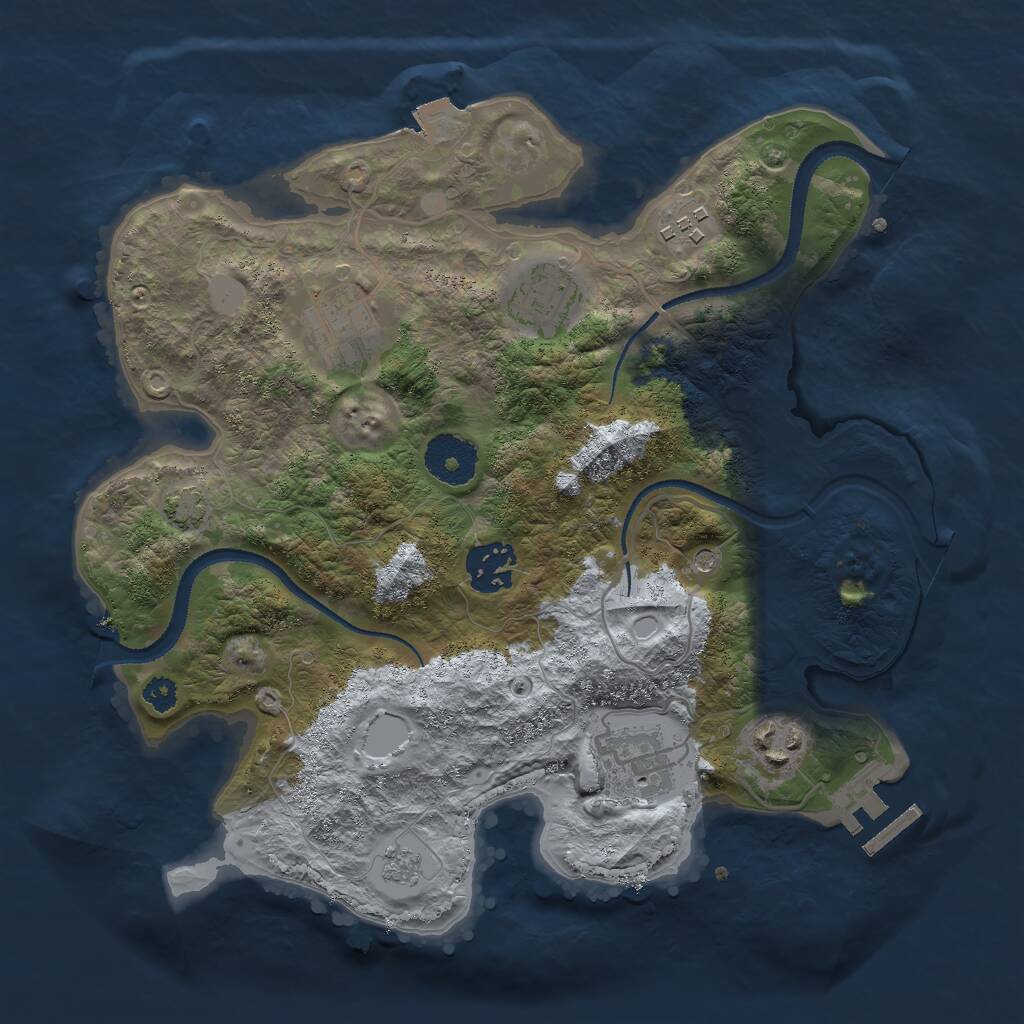 Rust Map: Procedural Map, Size: 3000, Seed: 500000001, 11 Monuments