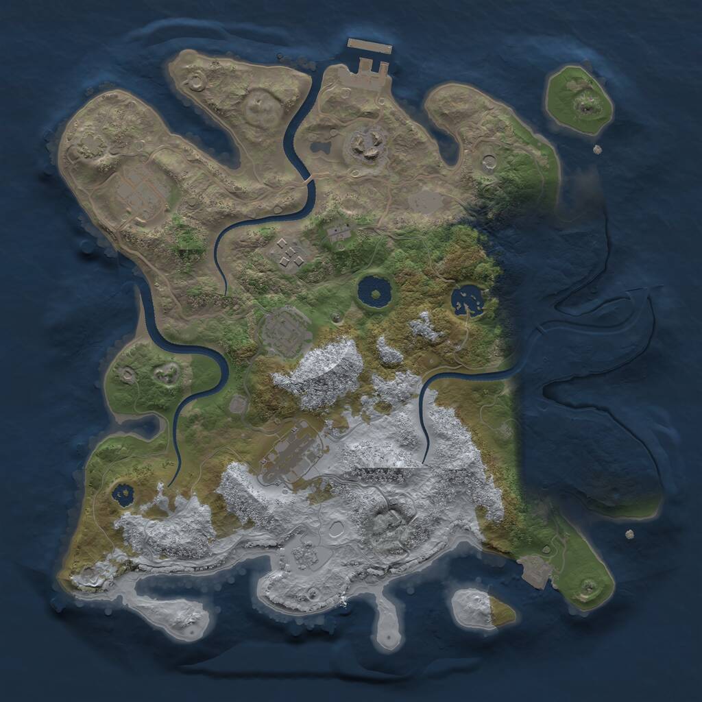 Rust Map: Procedural Map, Size: 3200, Seed: 1234568213, 11 Monuments