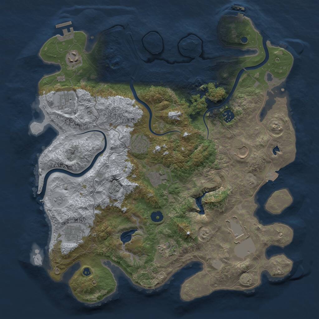 Rust Map: Procedural Map, Size: 4000, Seed: 999888, 16 Monuments