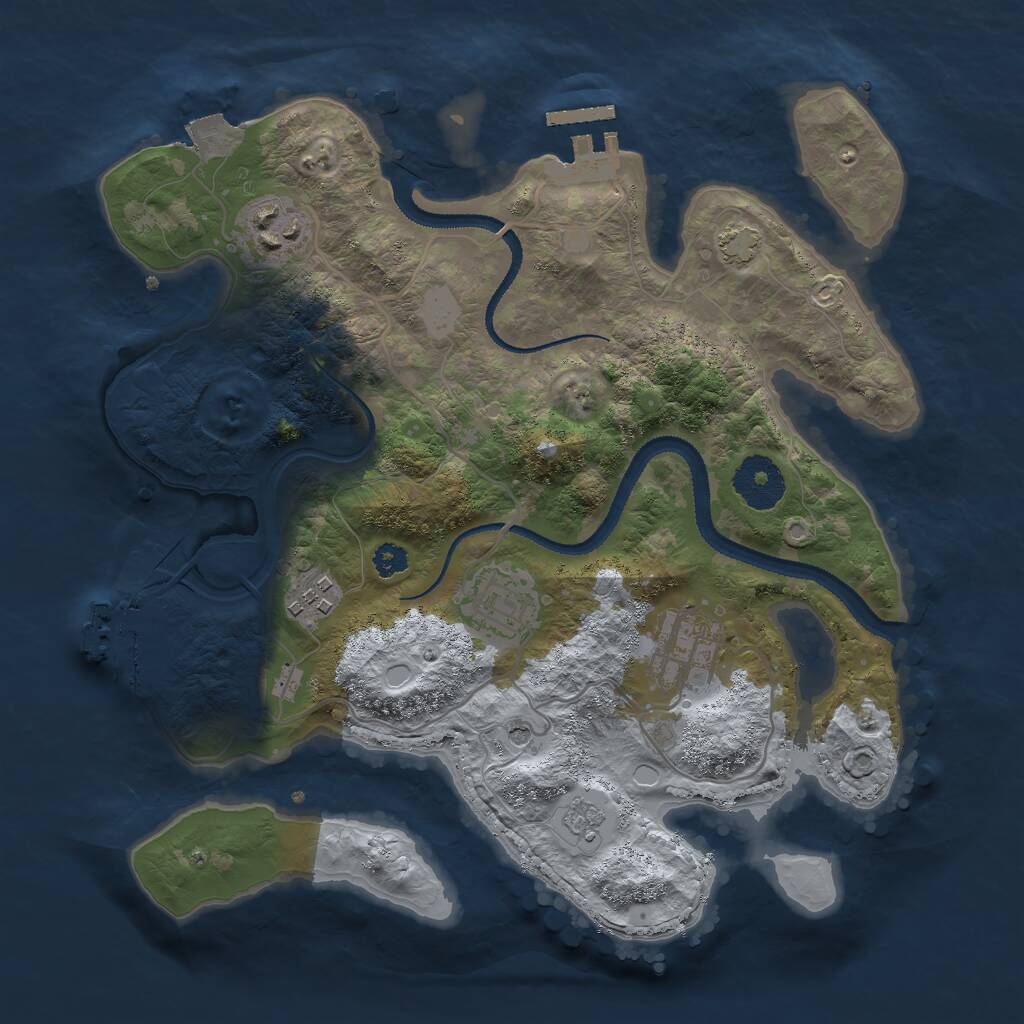 Rust Map: Procedural Map, Size: 3000, Seed: 344715, 10 Monuments
