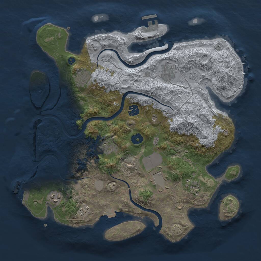 Rust Map: Procedural Map, Size: 3500, Seed: 3412355, 14 Monuments