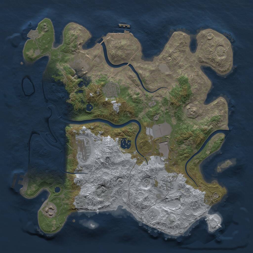 Rust Map: Procedural Map, Size: 3500, Seed: 2142468689, 14 Monuments